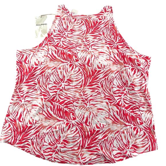 Tommy Bahama Women's Pure Coral Abby Monstera Mirage Halter Tank Top Size XL - Picture 7 of 8
